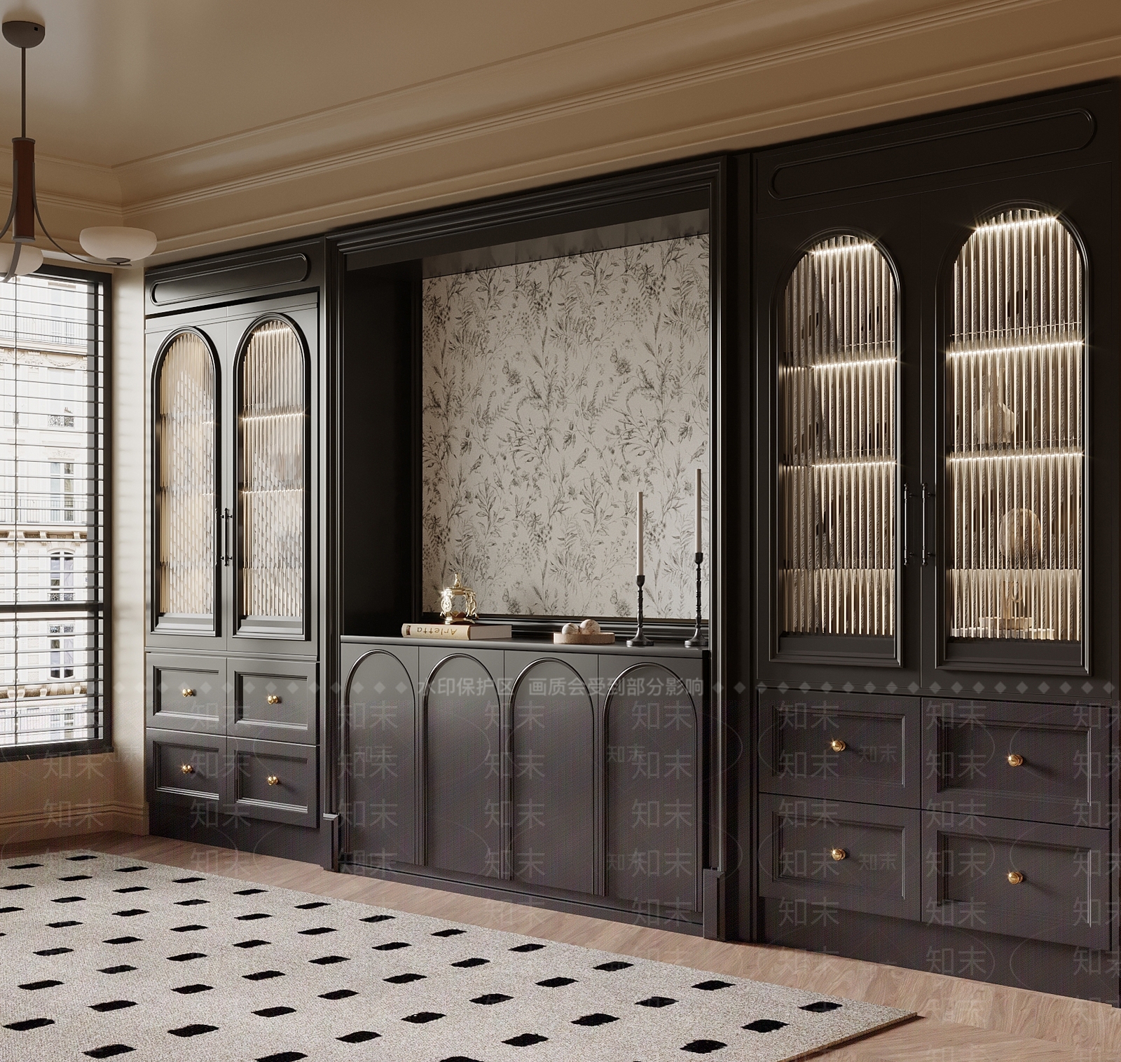 法式书柜3D模型下载【ID:1188470570】