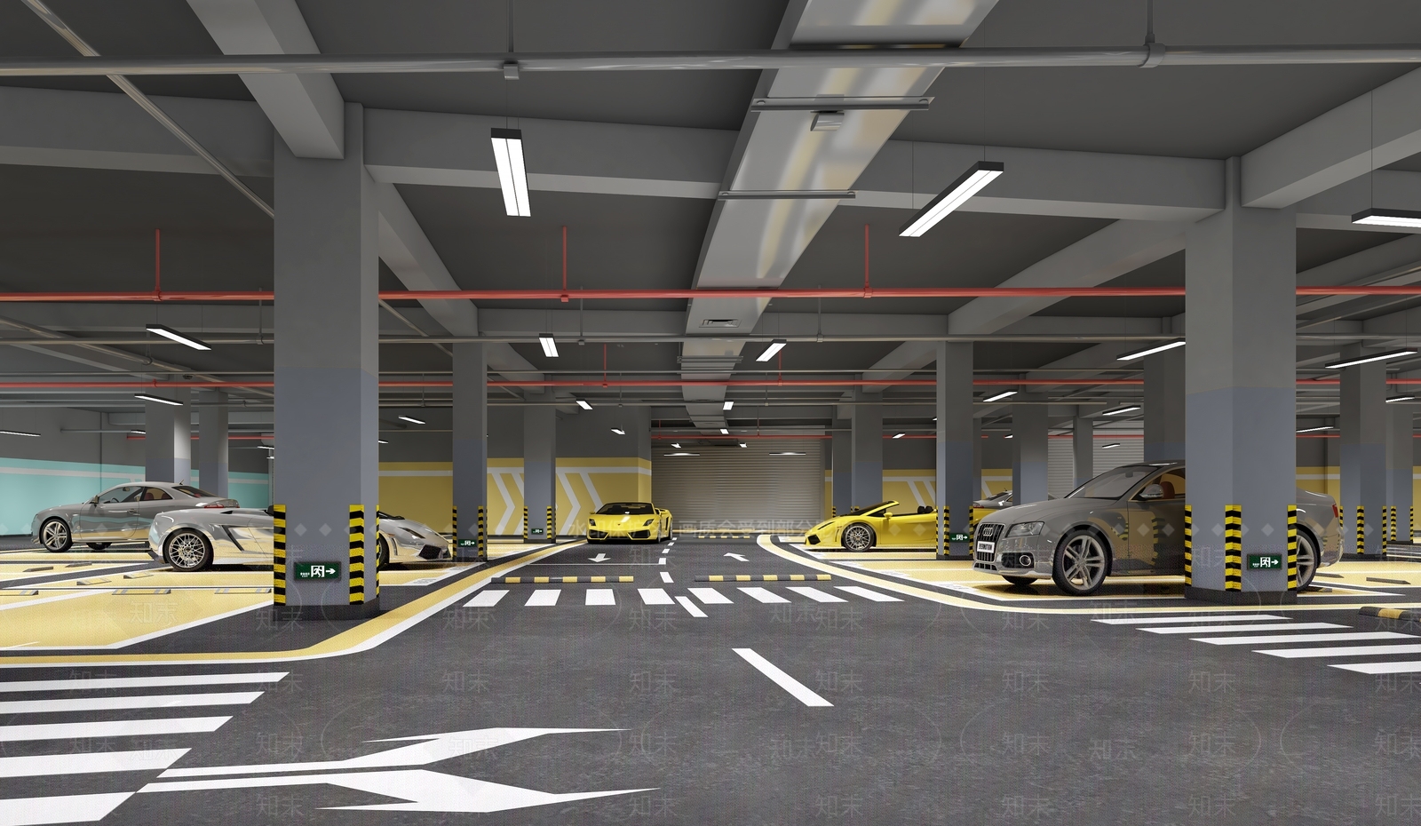 现代室内停车场3D模型下载【ID:1188470894】