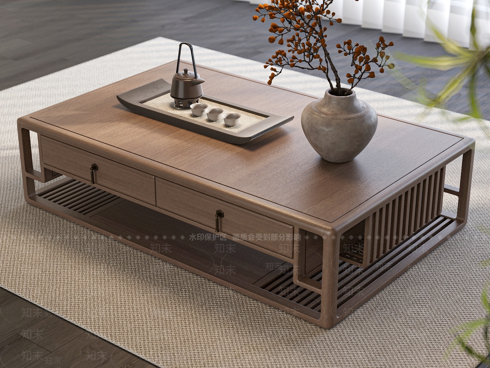 新中式中式茶几3D模型下载【ID:1188471558】