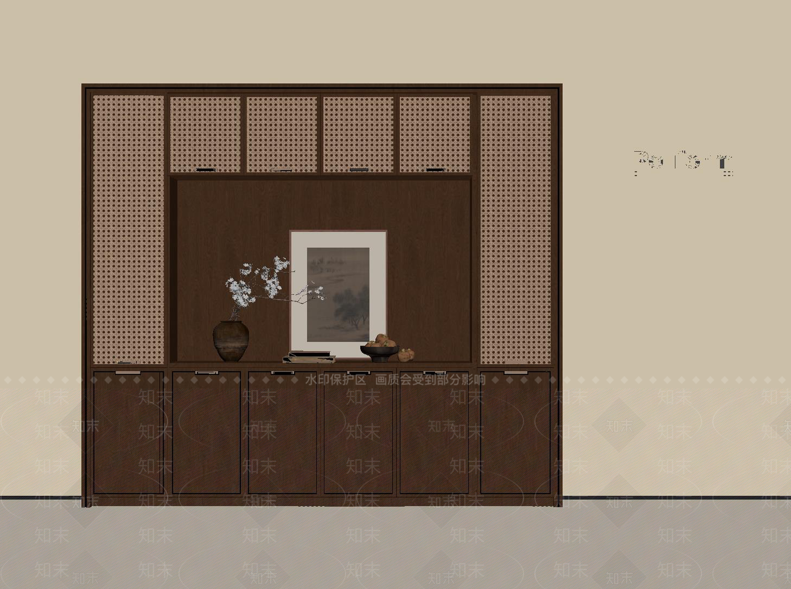 新中式书柜SU模型下载【ID:1188472957】