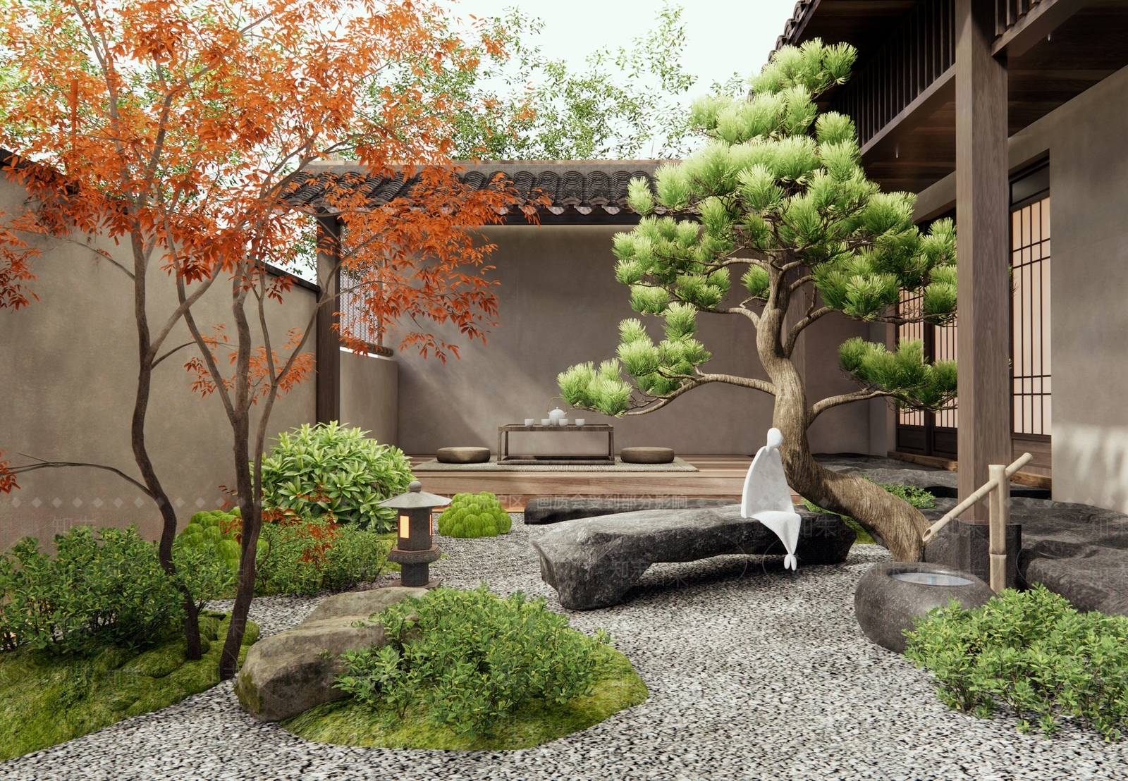 日式新中式乡村庭院SU模型下载【ID:1188475588】