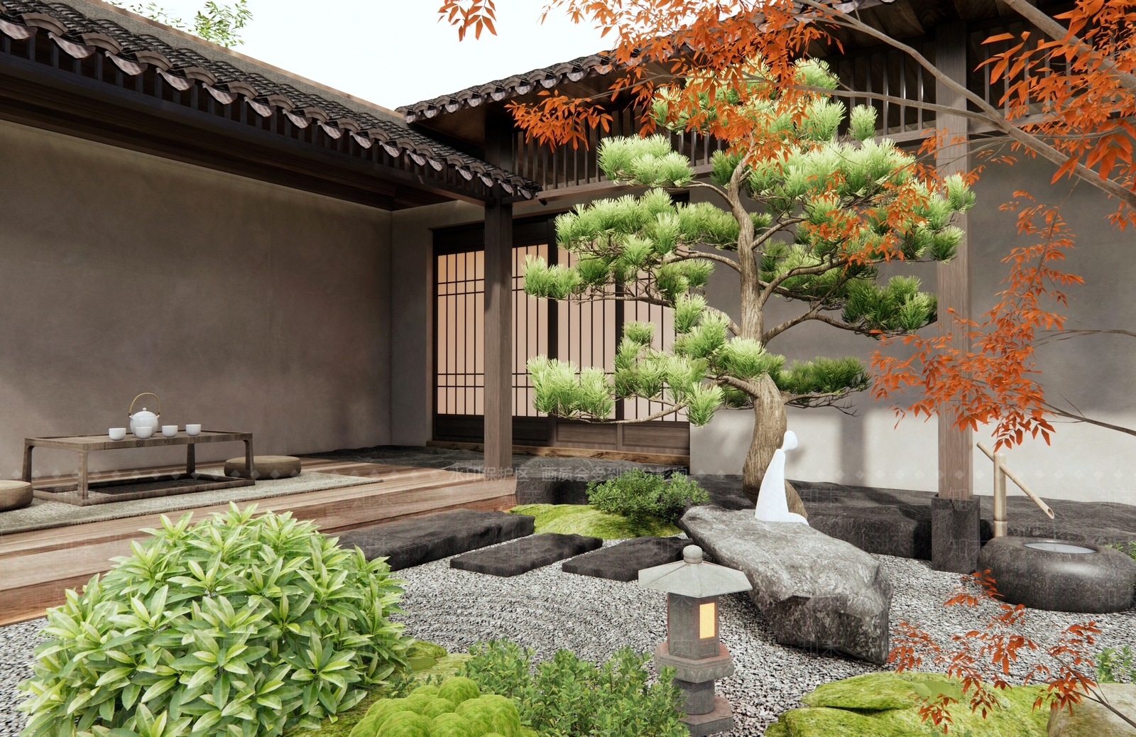 日式新中式乡村庭院SU模型下载【ID:1188475588】