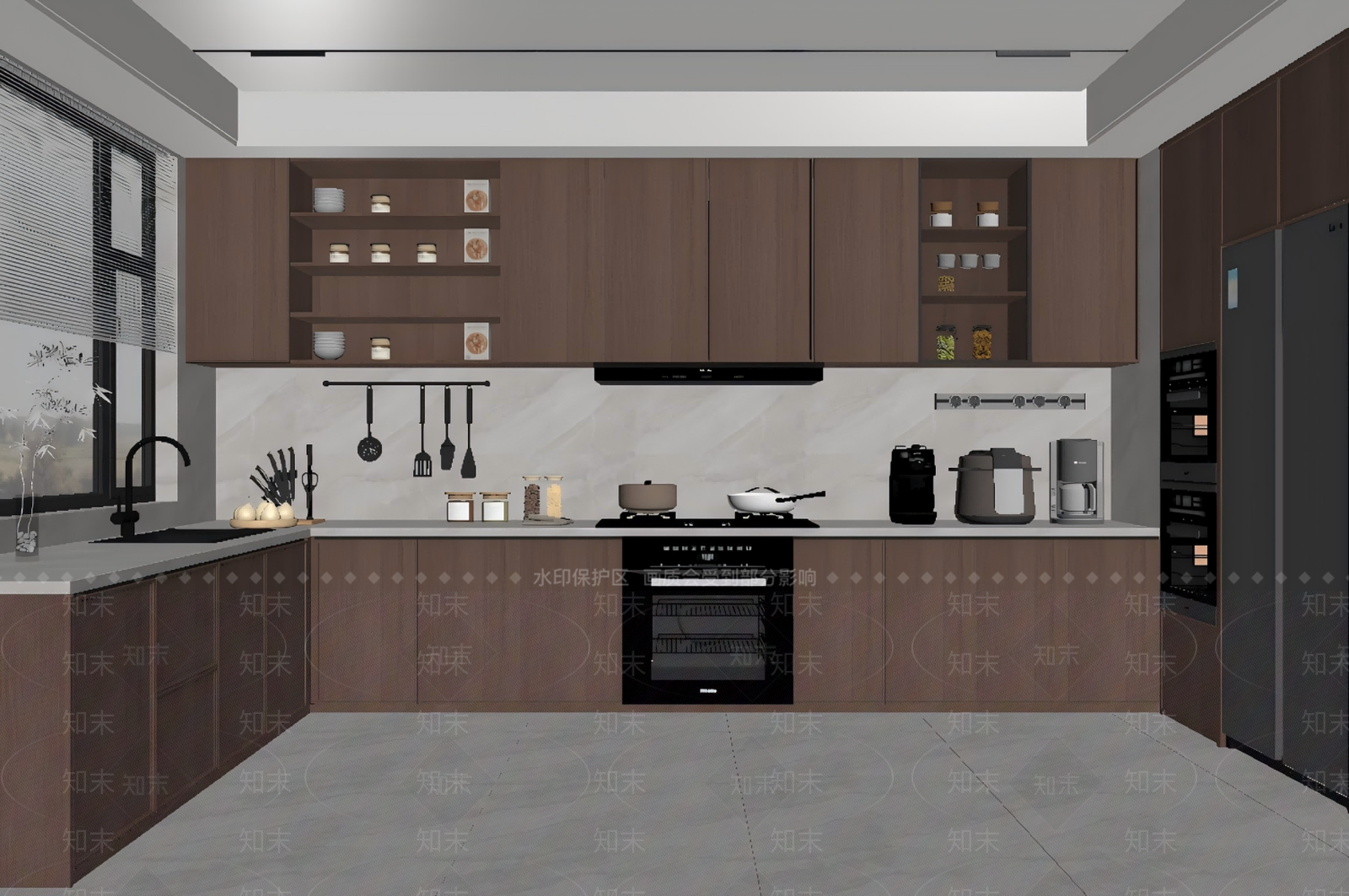 现代封闭式厨房SU模型下载【ID:1188477146】