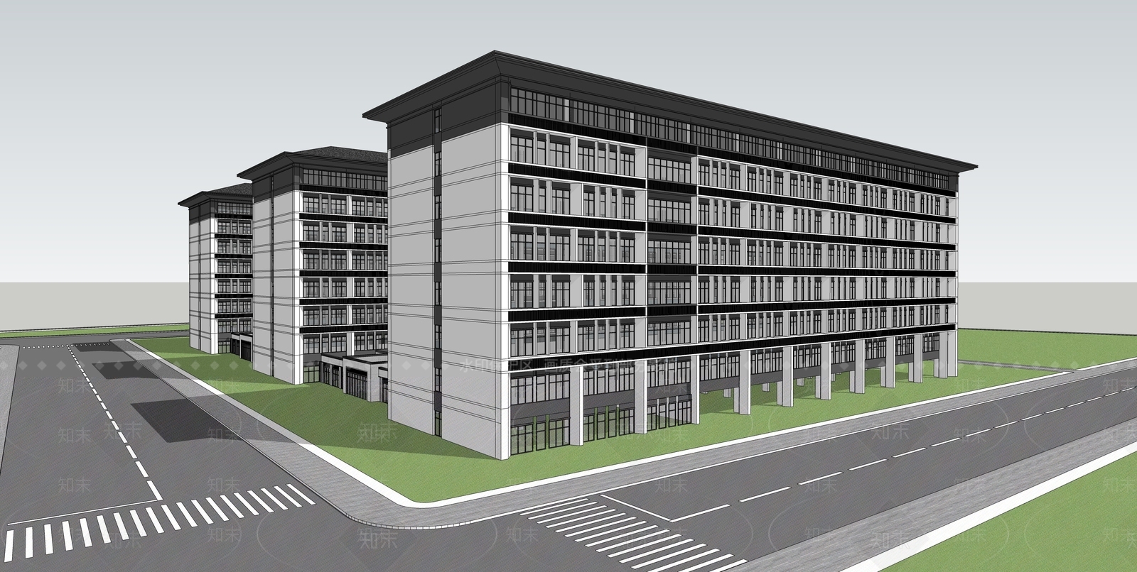 现代学校建筑SU模型下载【ID:1188477689】