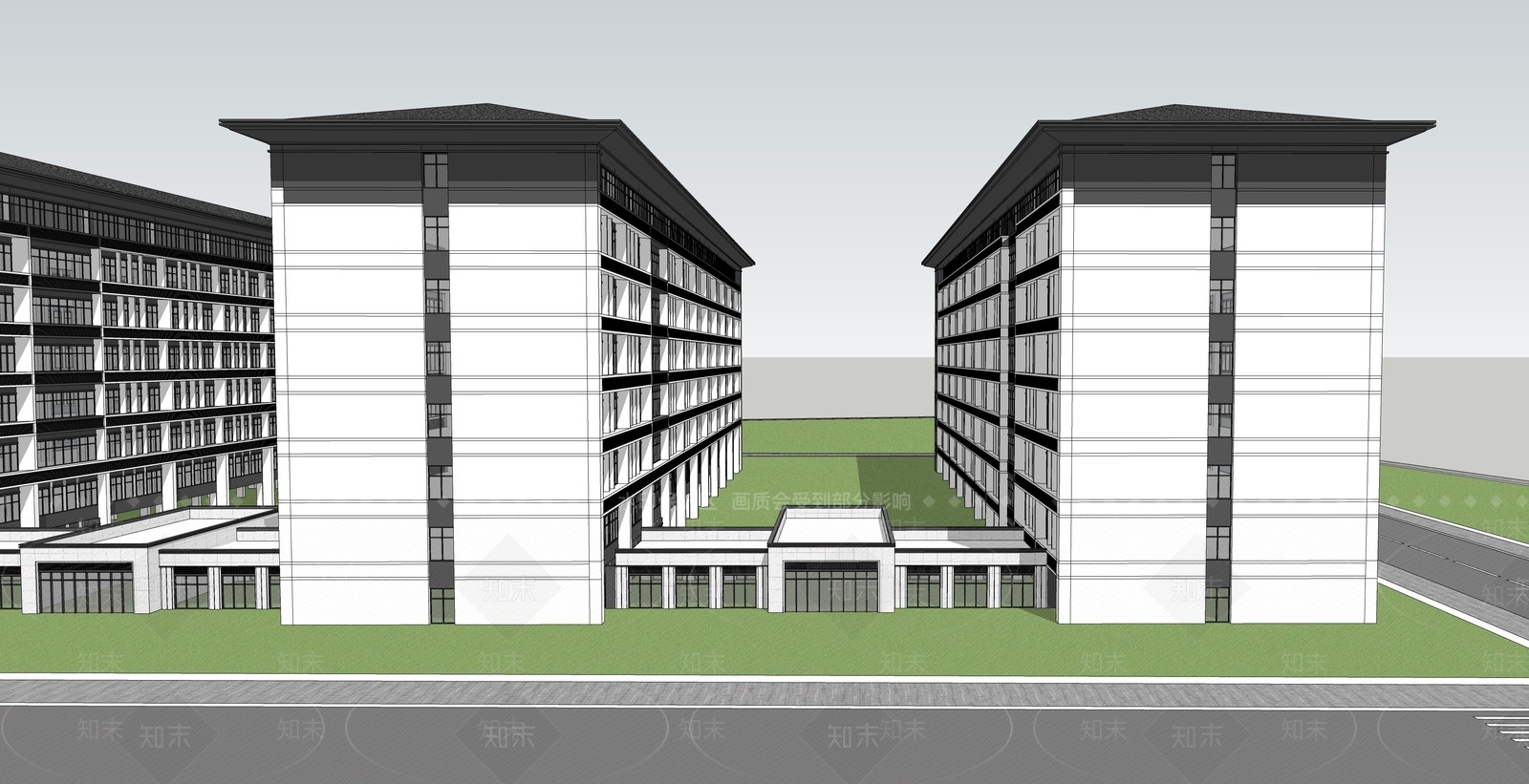 现代学校建筑SU模型下载【ID:1188477689】