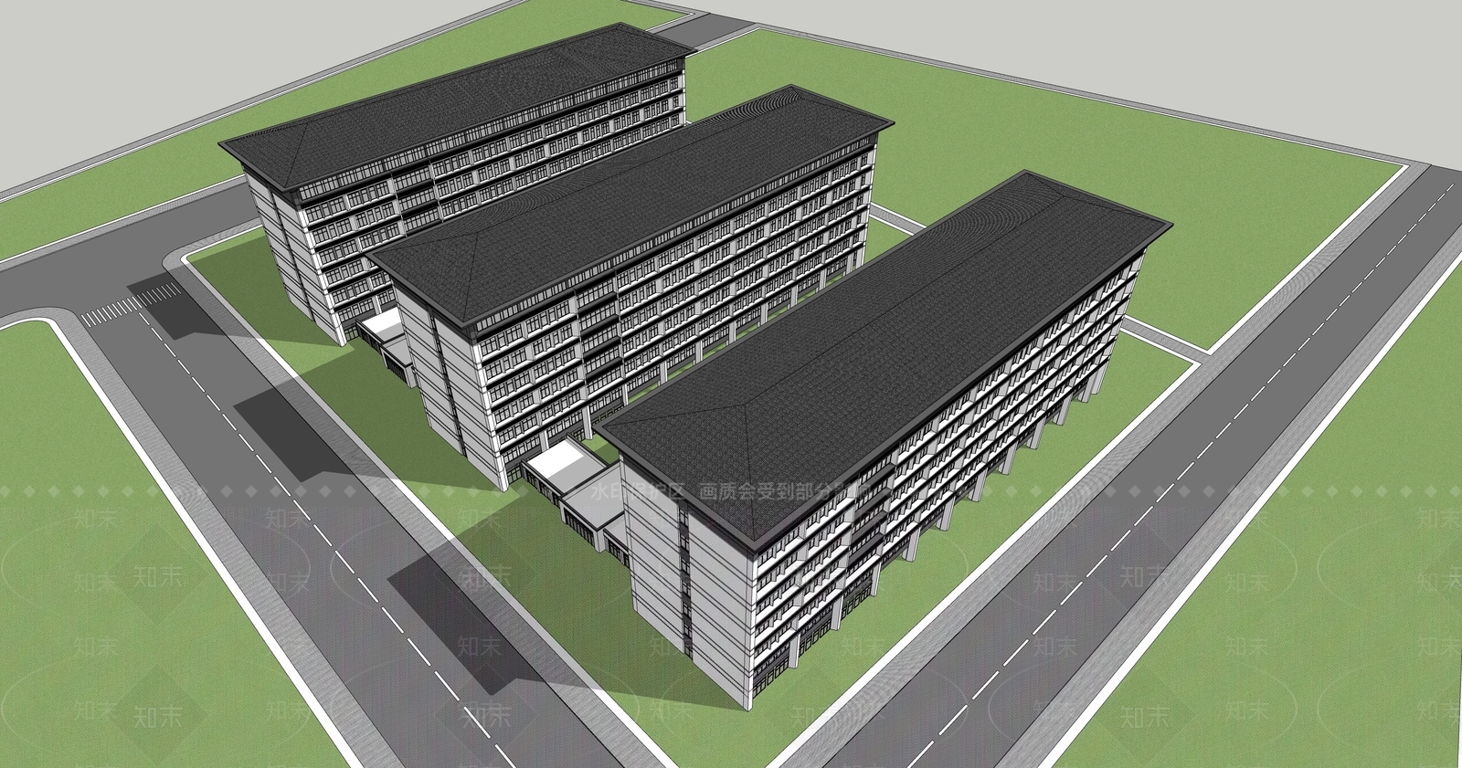 现代学校建筑SU模型下载【ID:1188477689】