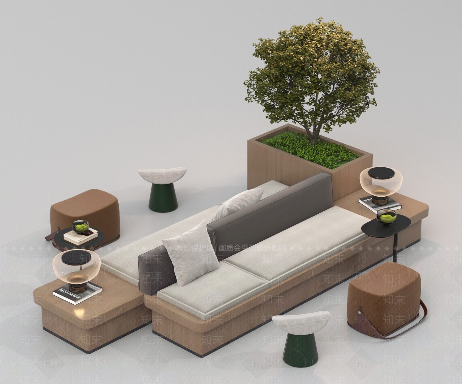 现代卡座沙发3D模型下载【ID:1188477731】