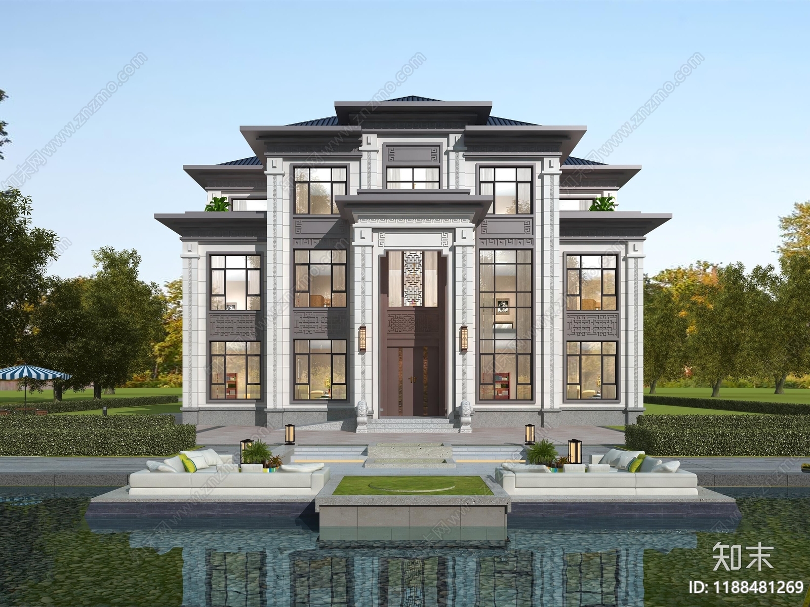 欧式简欧别墅建筑施工图下载【ID:1188481269】