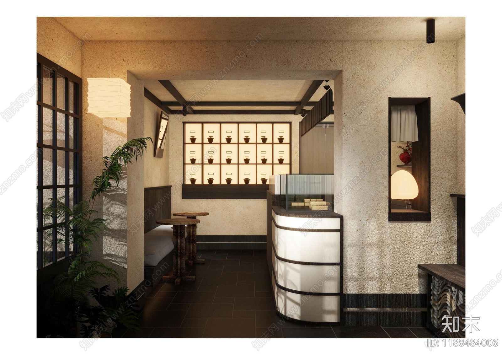 新中式简约茶餐厅cad施工图下载【ID:1188484006】