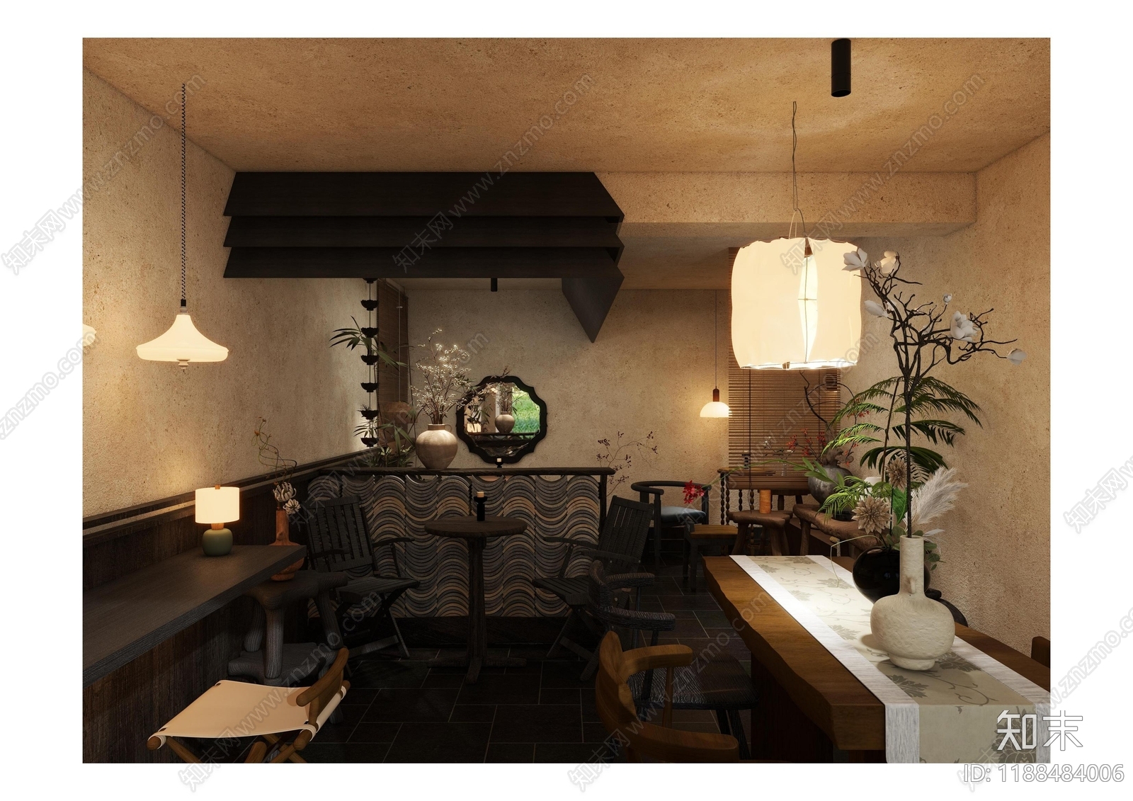 新中式简约茶餐厅cad施工图下载【ID:1188484006】