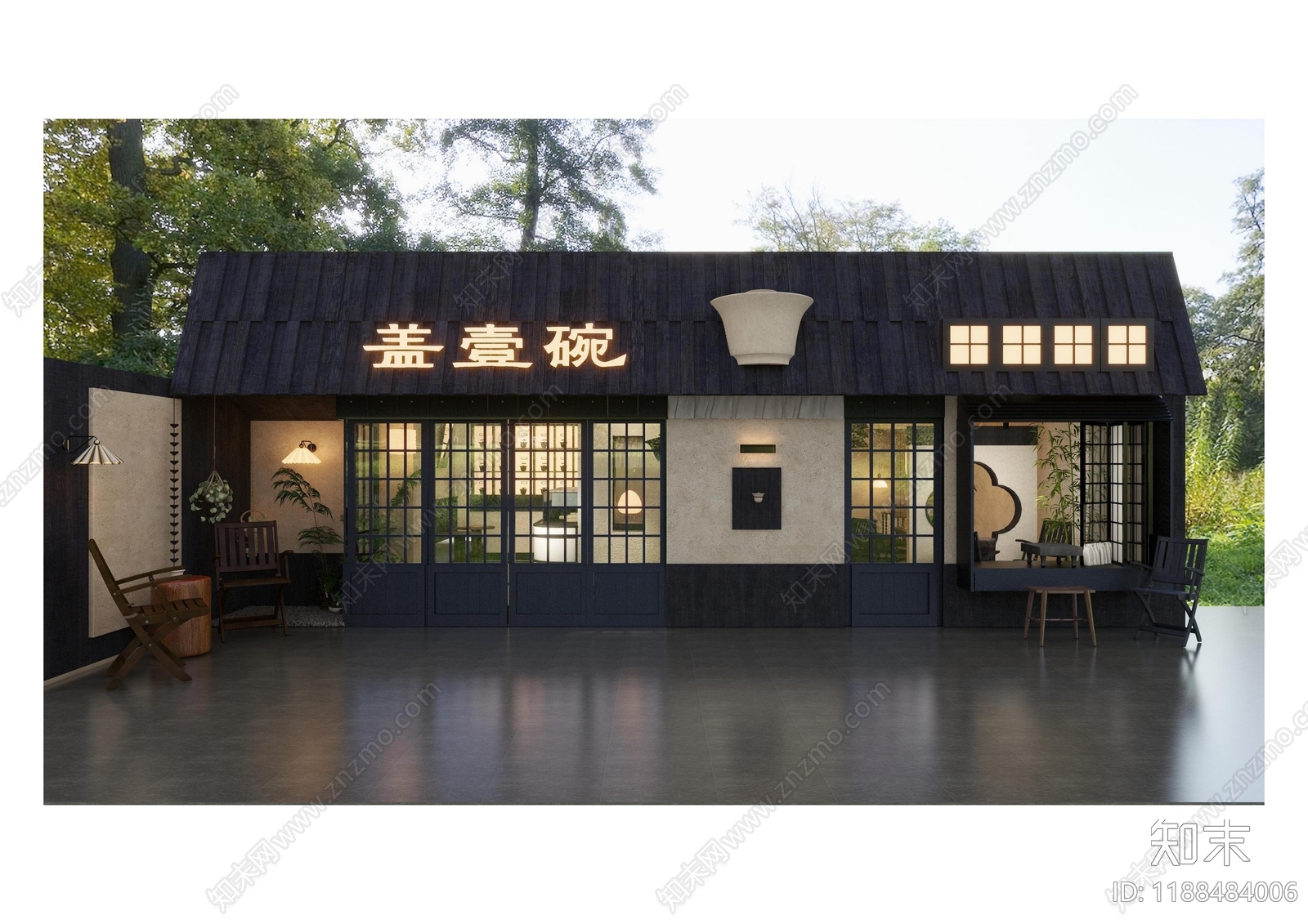 新中式简约茶餐厅cad施工图下载【ID:1188484006】