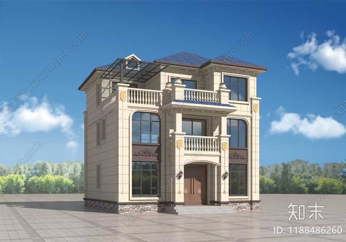 欧式简欧别墅建筑施工图下载【ID:1188486260】