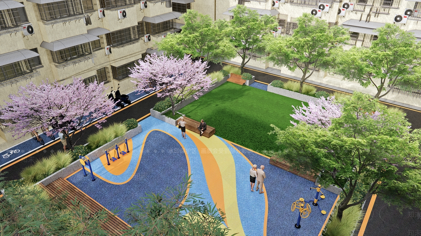 现代小区景观SU模型下载【ID:1188488807】