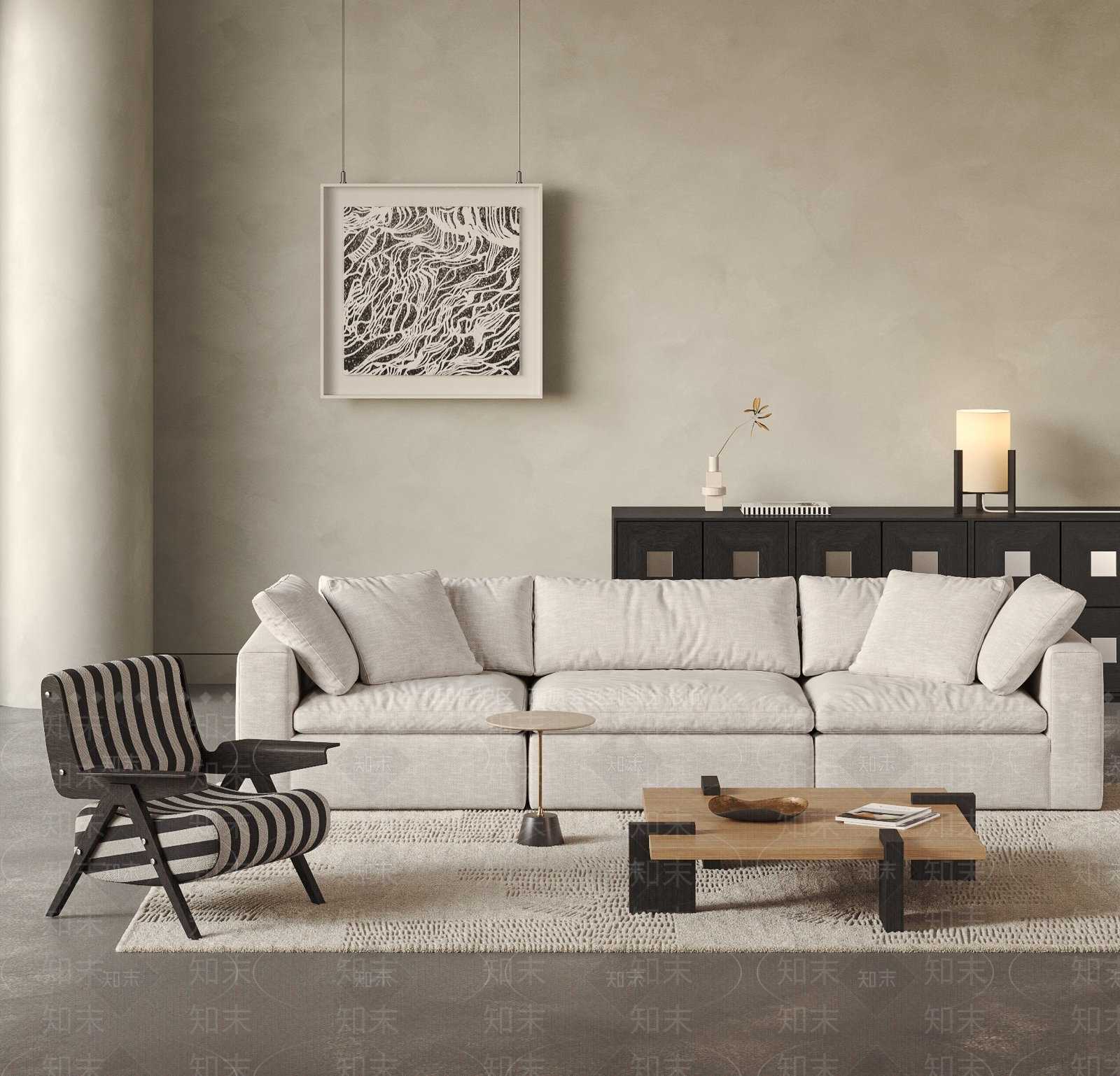 侘寂北欧沙发组合3D模型下载【ID:1188490920】