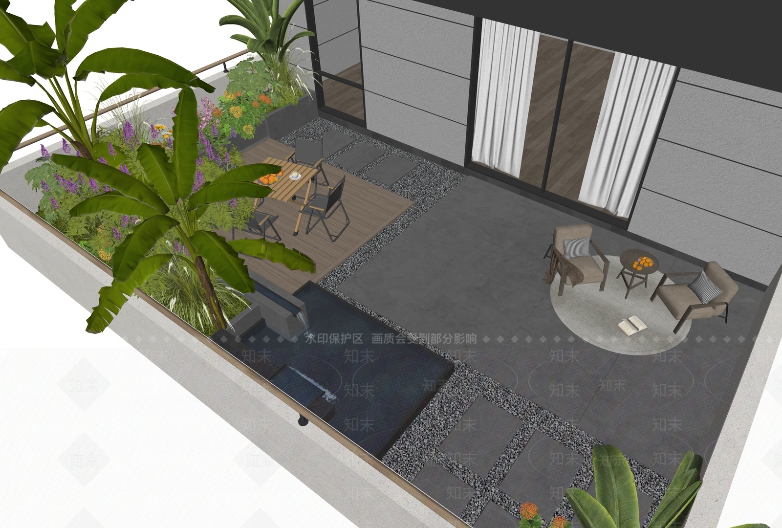 现代屋顶花园SU模型下载【ID:1188490826】