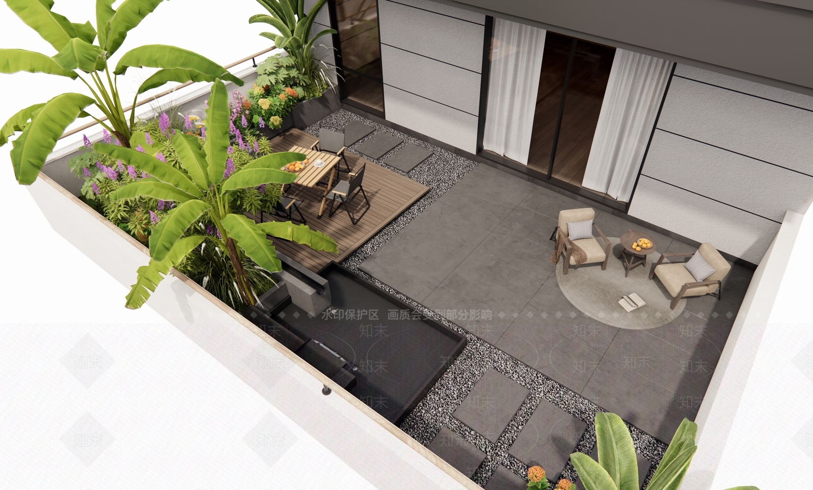 现代屋顶花园SU模型下载【ID:1188490826】