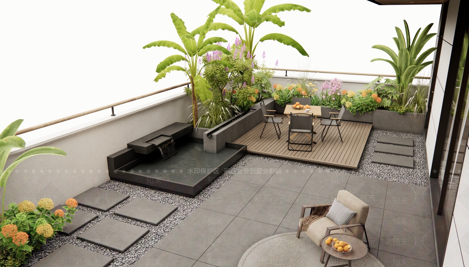 现代屋顶花园SU模型下载【ID:1188490826】