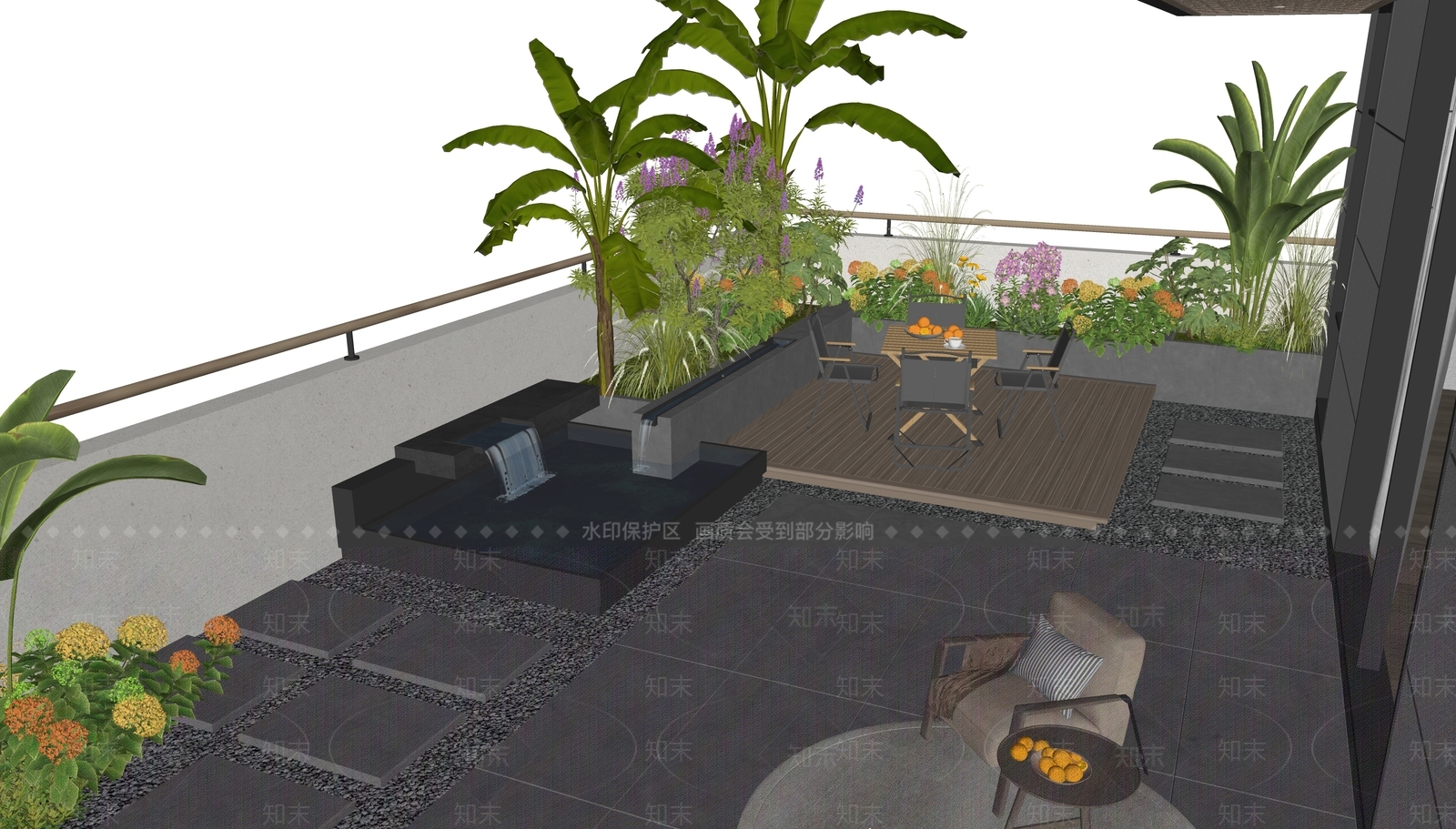 现代屋顶花园SU模型下载【ID:1188490826】
