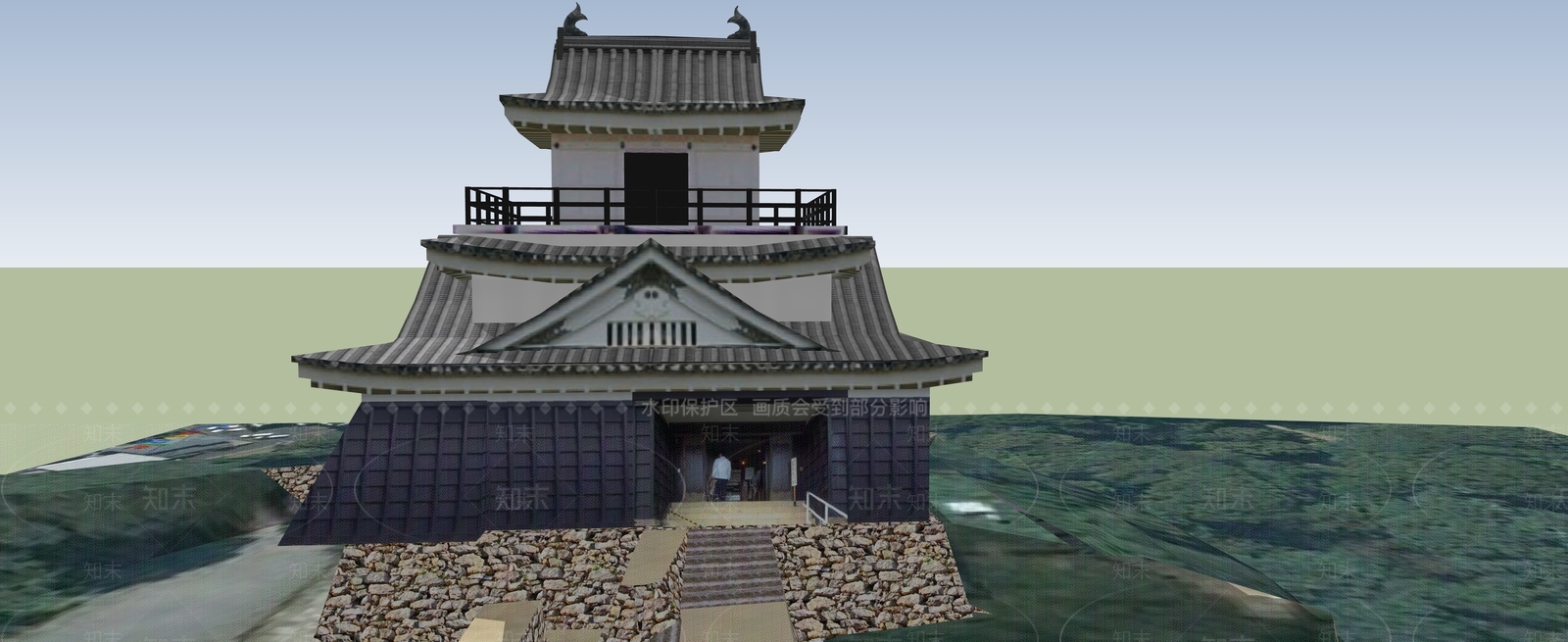 日式古建筑SU模型下载【ID:1188492250】