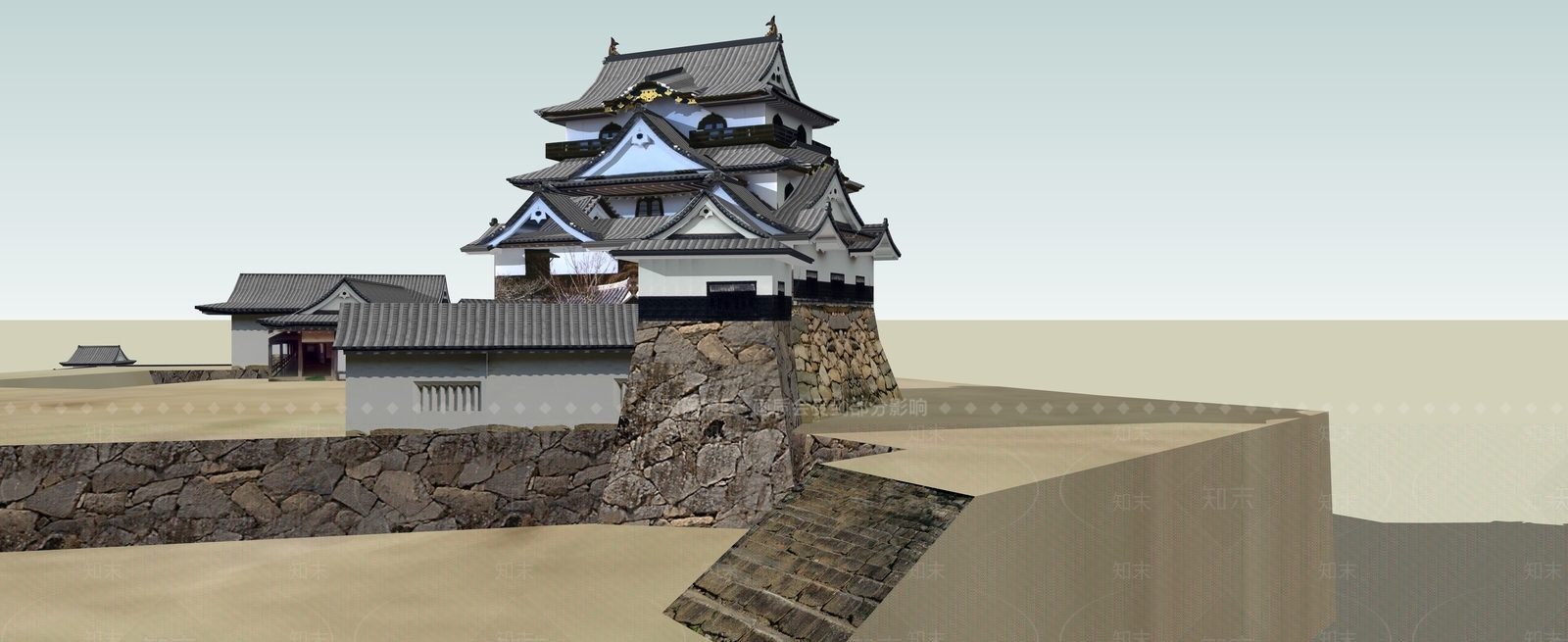 日式古建筑SU模型下载【ID:1188493455】