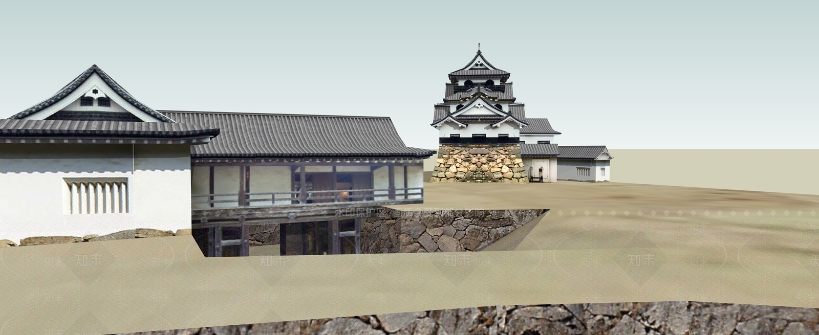 日式古建筑SU模型下载【ID:1188493455】