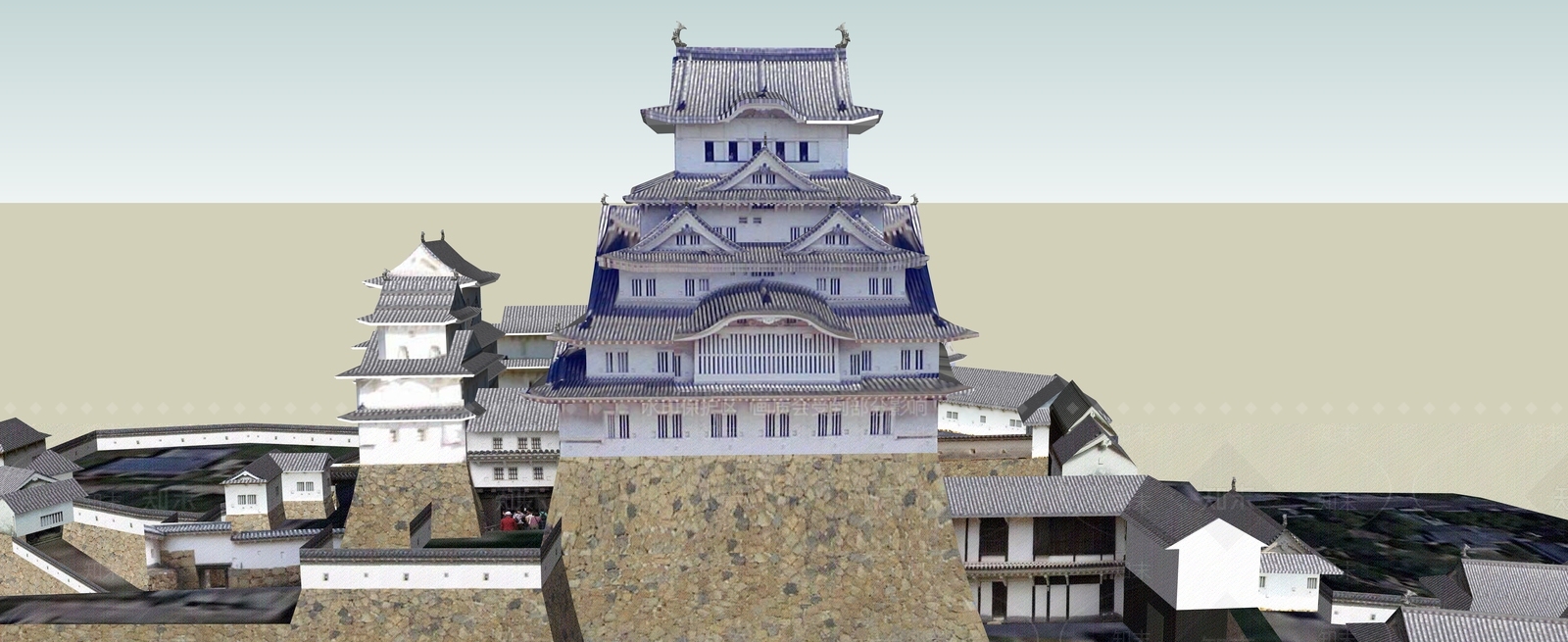 日式古建筑SU模型下载【ID:1188493801】