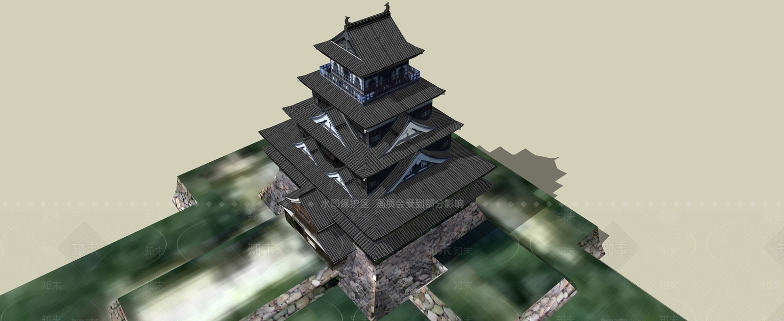 日式古建筑SU模型下载【ID:1188494035】