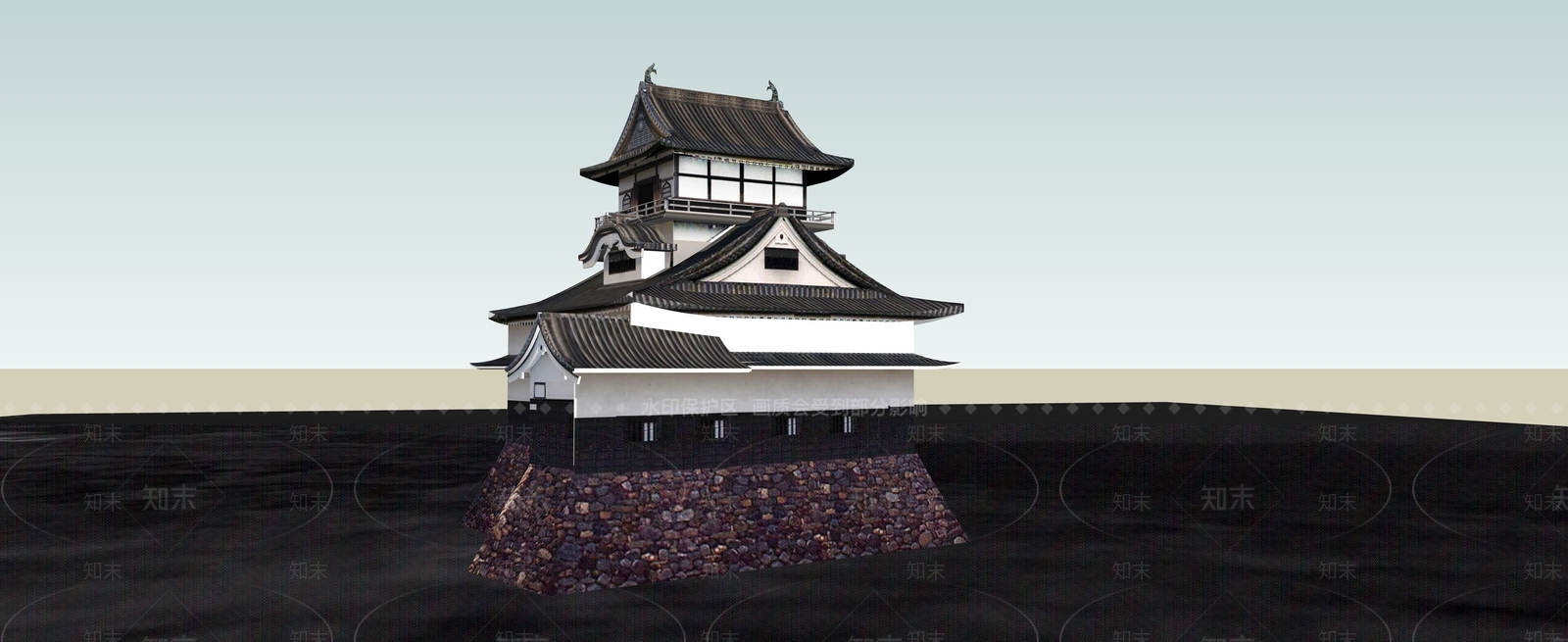 日式古建筑SU模型下载【ID:1188494293】