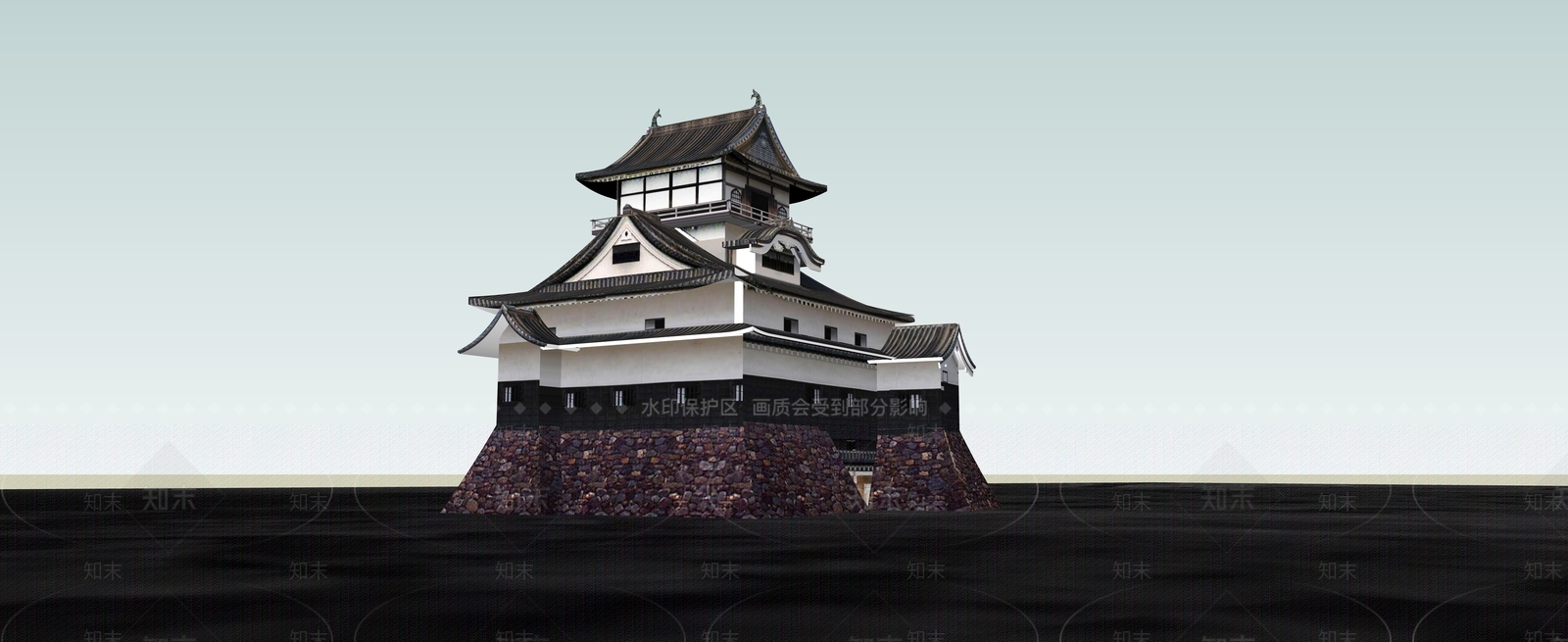 日式古建筑SU模型下载【ID:1188494293】