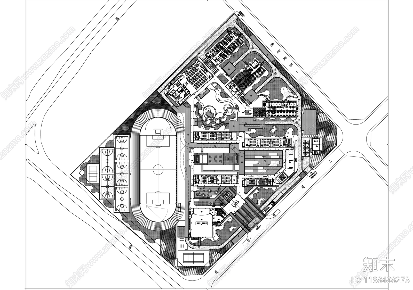现代校园景观cad施工图下载【ID:1188498273】