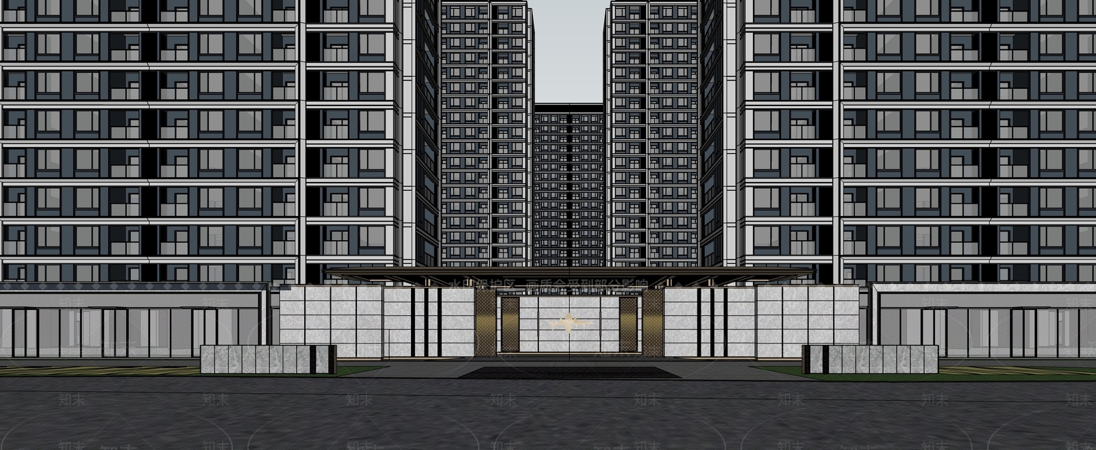 现代轻奢高层住宅SU模型下载【ID:1188498977】
