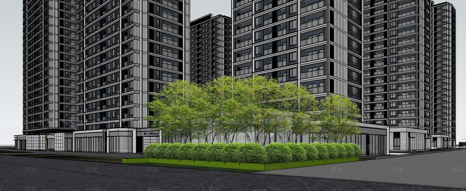 现代轻奢高层住宅SU模型下载【ID:1188498977】