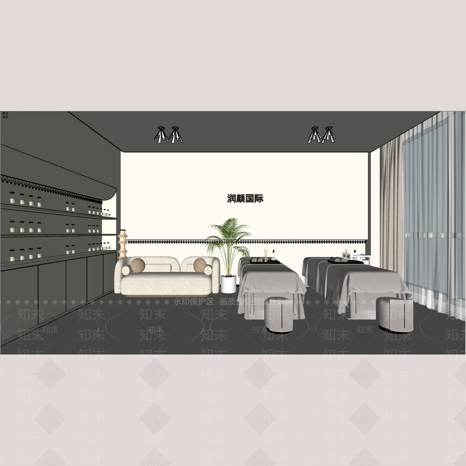 现代侘寂美妆店SU模型下载【ID:1188501996】