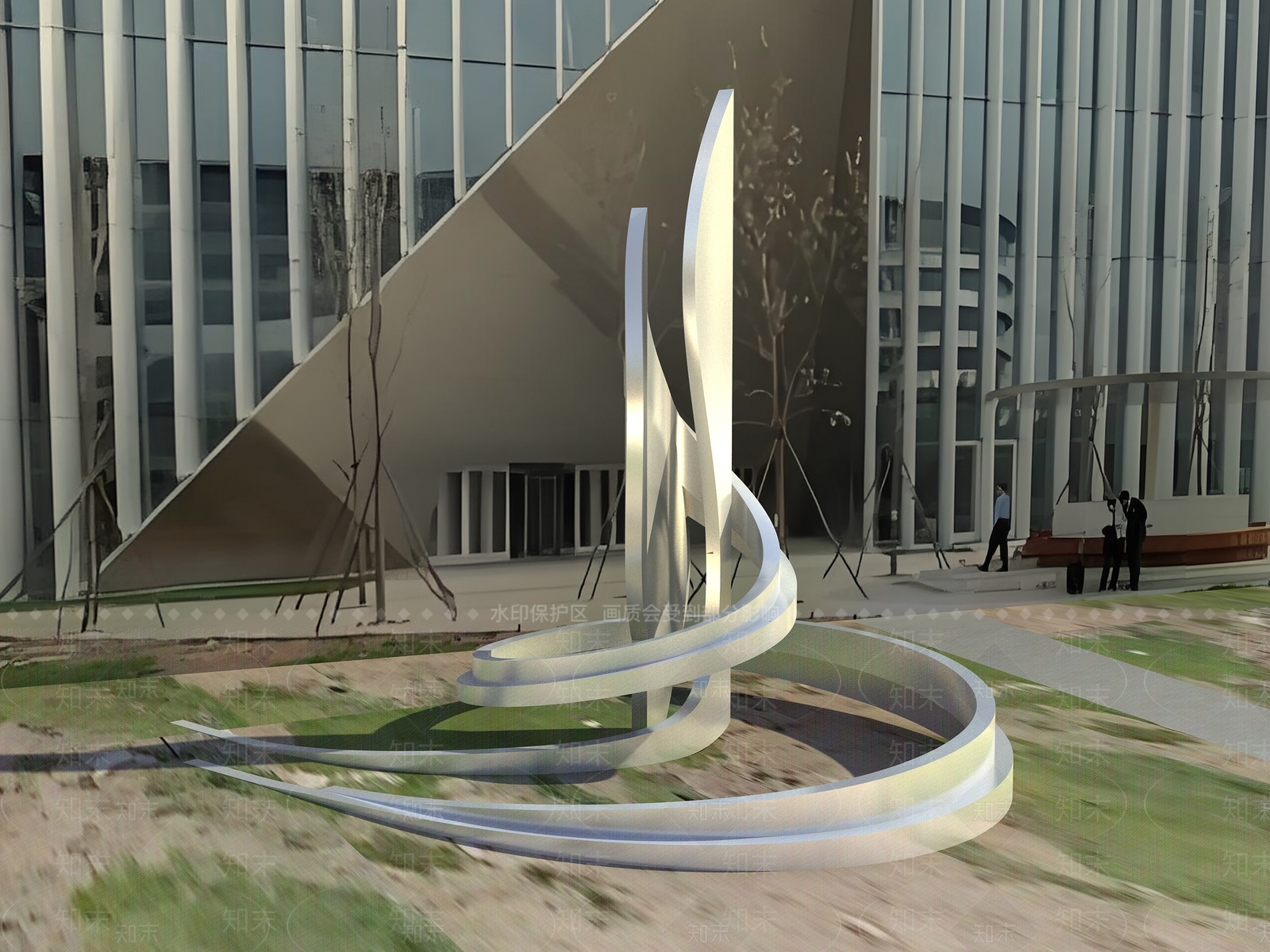 现代景观雕塑3D模型渲染效果图