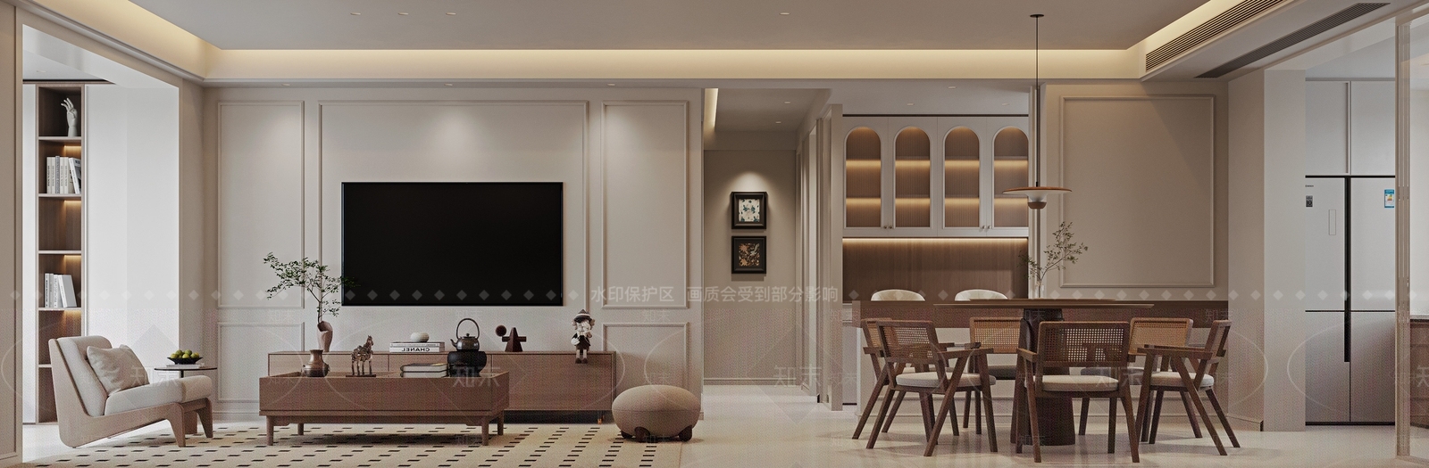 现代美式家居客厅3D模型下载【ID:1188503477】