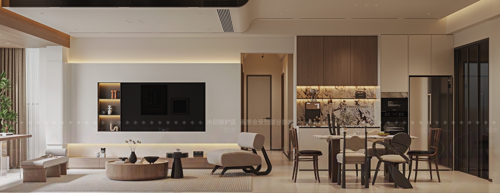组合式餐边柜封闭式厨房3D模型下载【ID:1227574679】