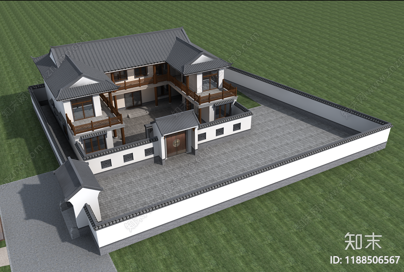 中式新中式别墅建筑施工图下载【ID:1188506567】