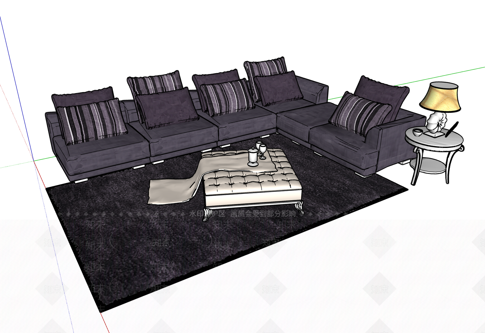 欧式沙发组合SU模型下载【ID:1188506685】