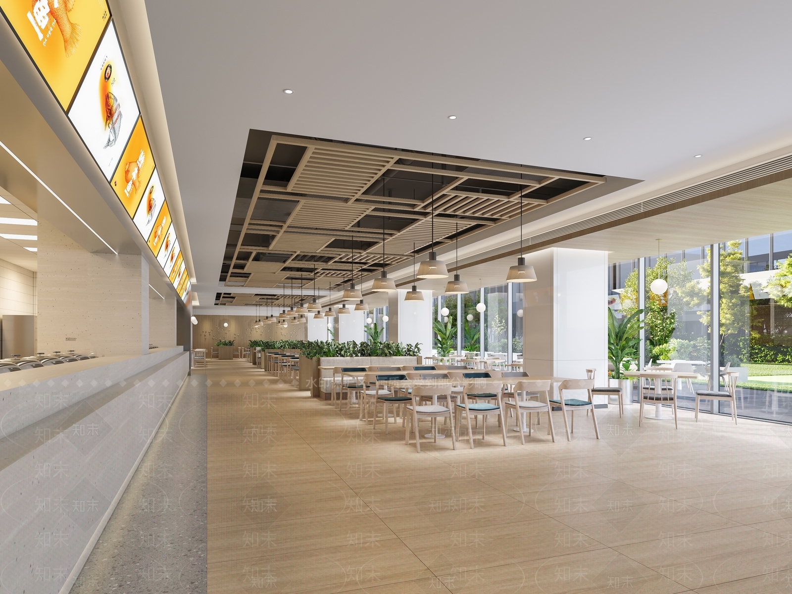 现代简约食堂3D模型下载【ID:1188511527】