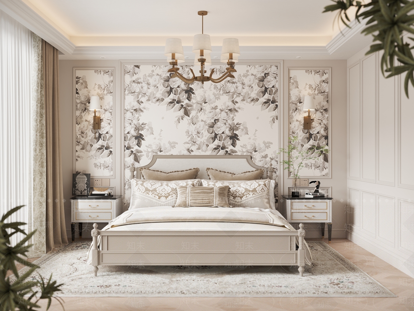 美式复古家居卧室3D模型下载【ID:1188513285】