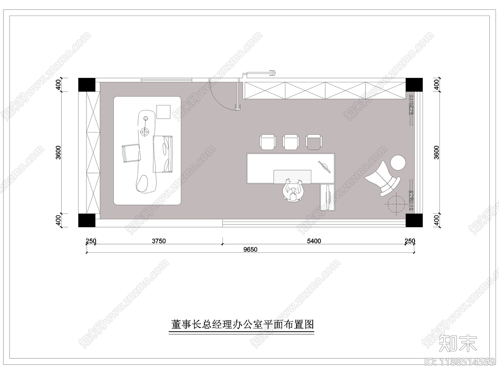 现代独立办公室cad施工图下载【ID:1188514599】