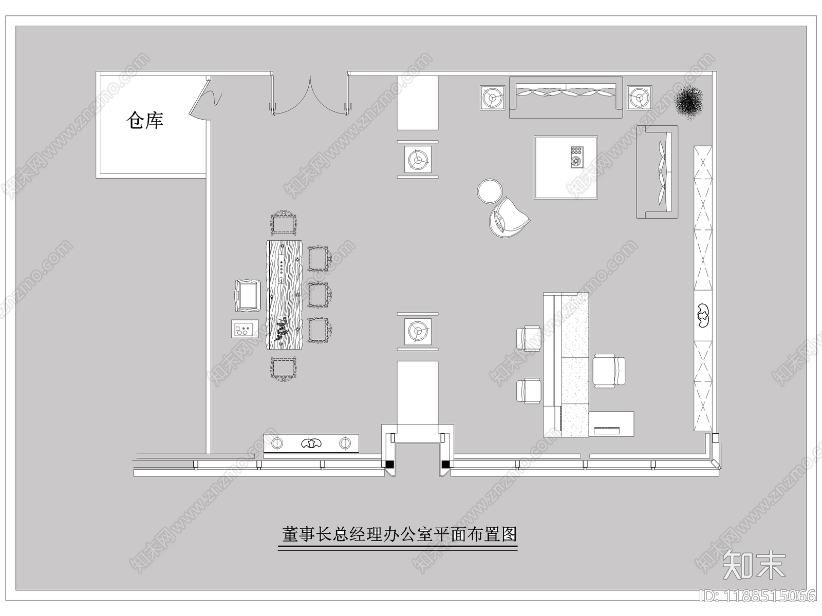现代独立办公室cad施工图下载【ID:1188515066】