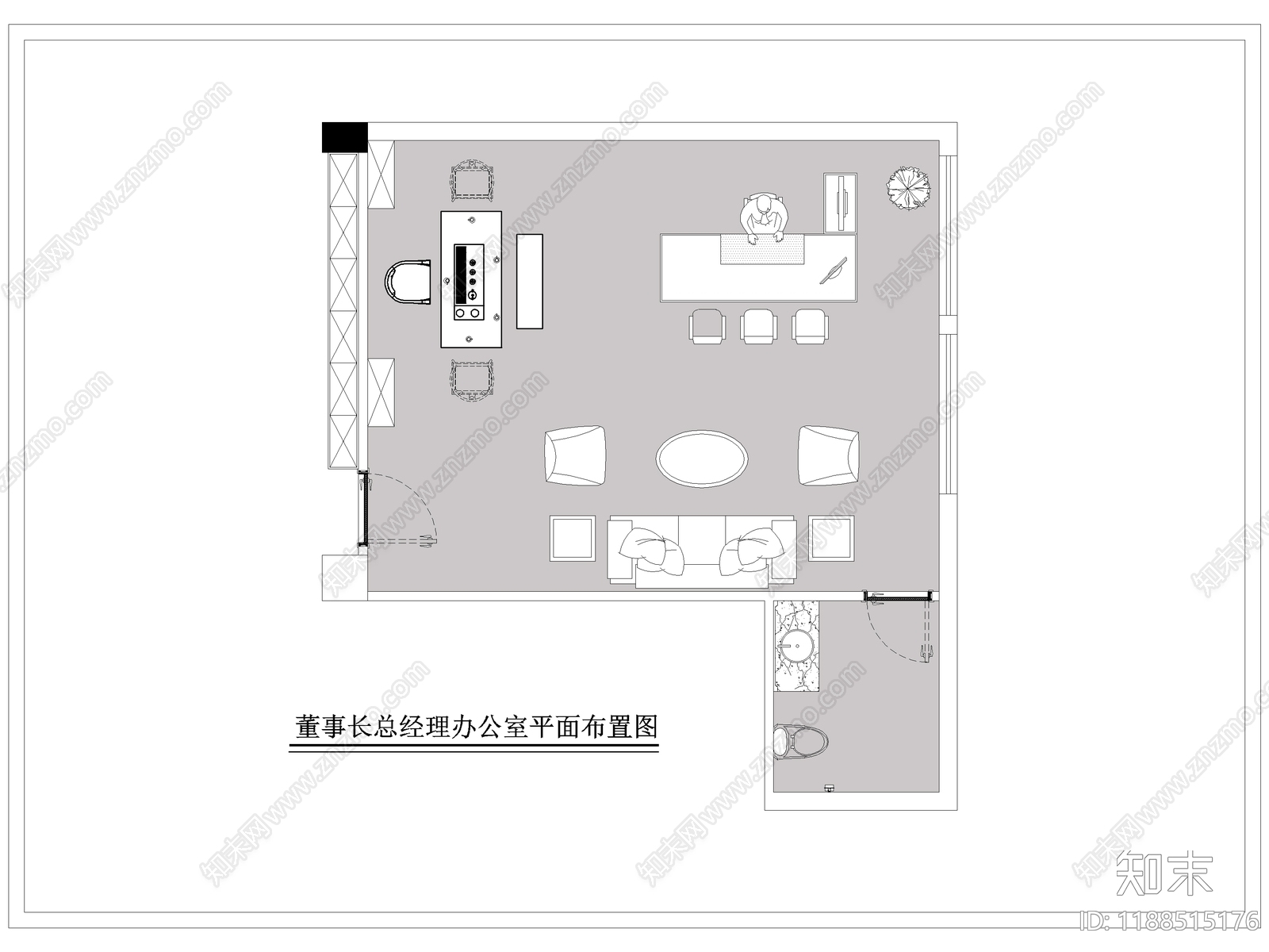 现代独立办公室cad施工图下载【ID:1188515176】