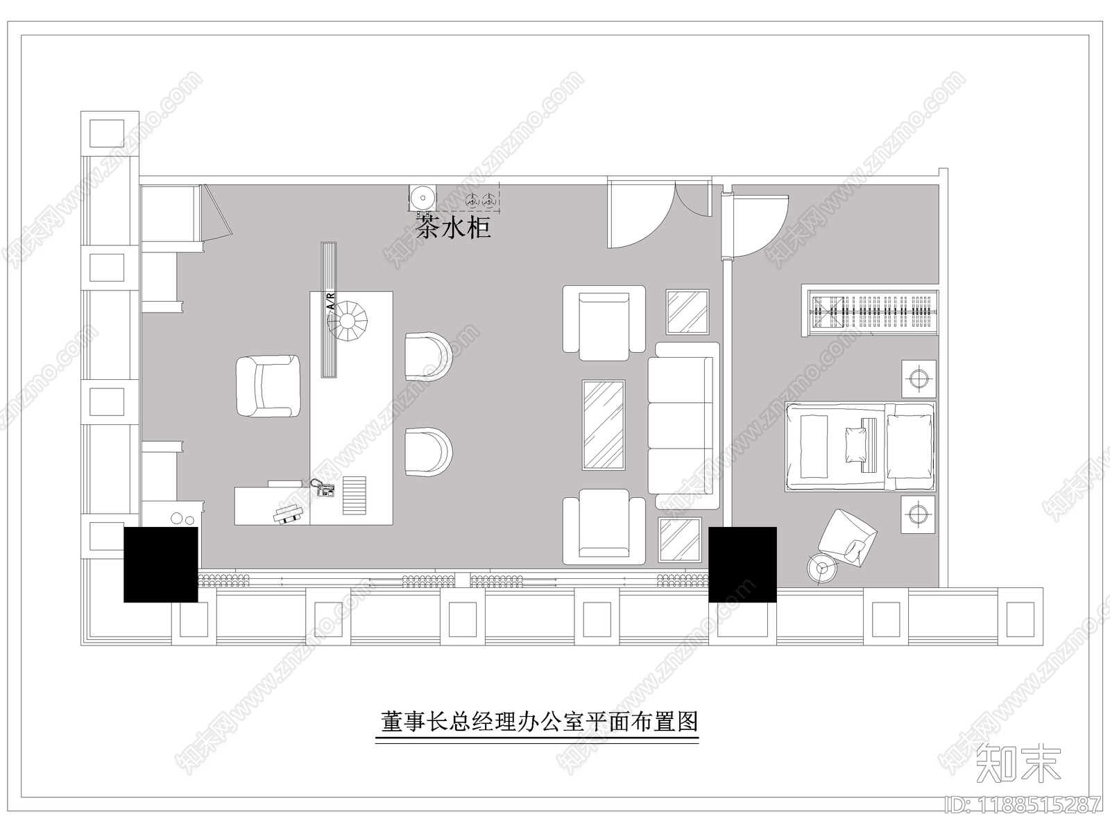 现代独立办公室cad施工图下载【ID:1188515287】
