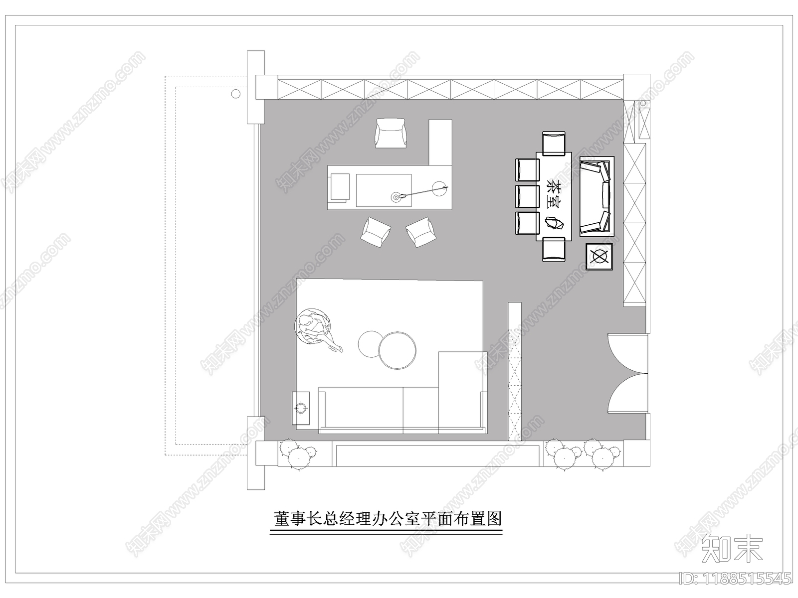 现代独立办公室cad施工图下载【ID:1188515545】