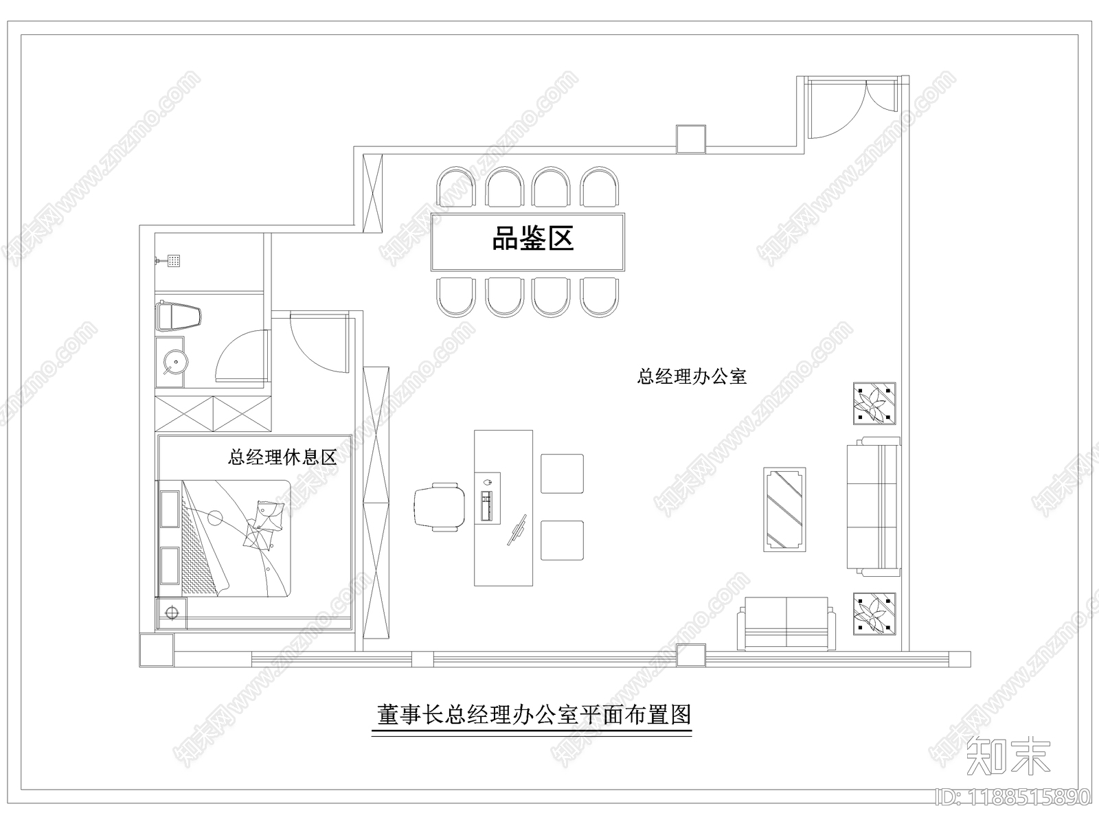 现代独立办公室cad施工图下载【ID:1188515890】
