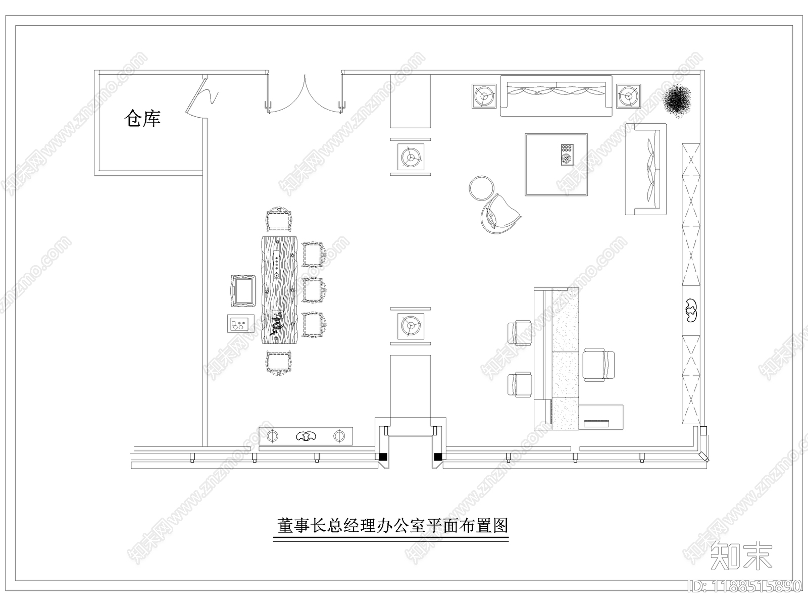 现代独立办公室cad施工图下载【ID:1188515890】