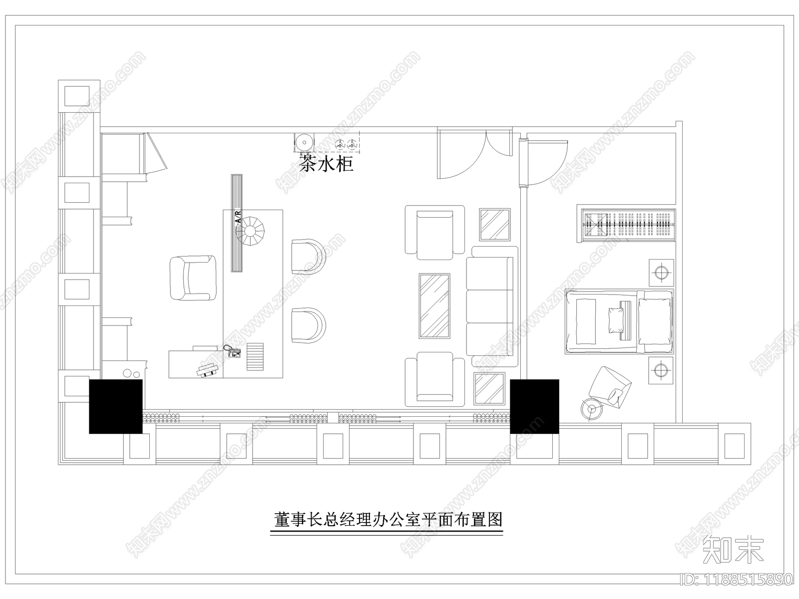 现代独立办公室cad施工图下载【ID:1188515890】