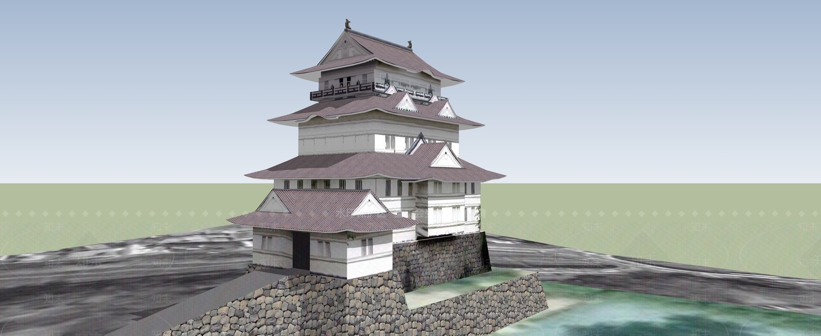 日式古建筑SU模型下载【ID:1188518086】
