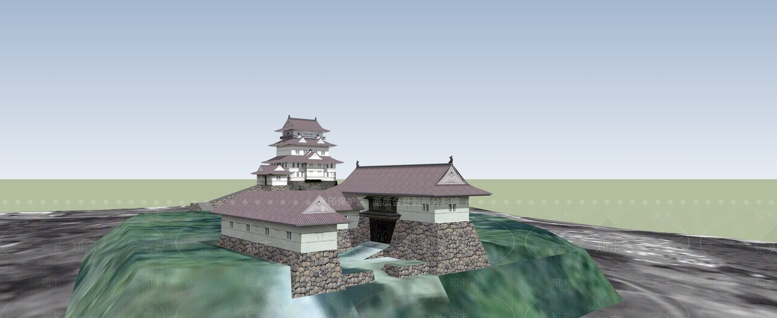日式古建筑SU模型下载【ID:1188518086】